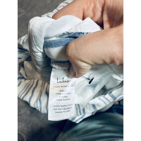 NWT Lulus Medium Sun-Drenched Sweetie White and Blue Striped Button-Up Romper - Picture 9 of 11